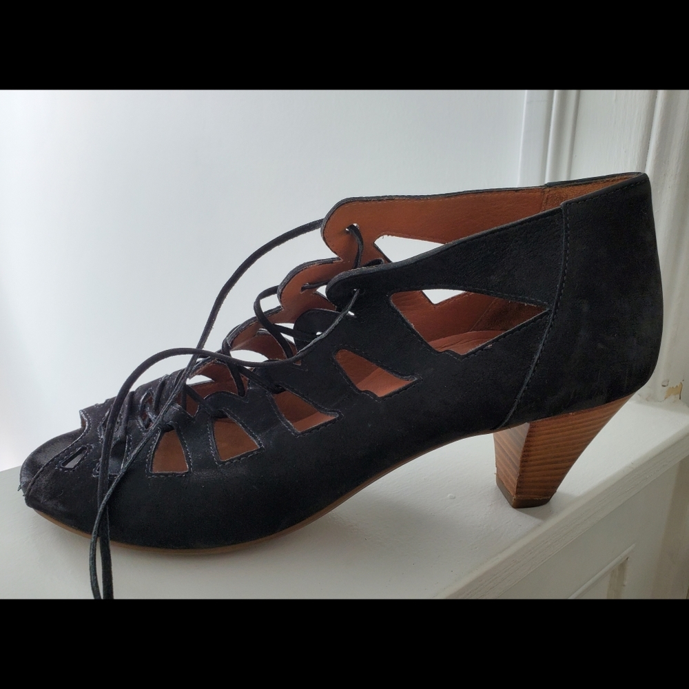 Paul Green Austria‎ Black Nubuck Sandals Size 8.5 (EUR 39)
